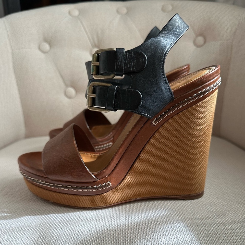Chloe Two Tone Wedge Sandals